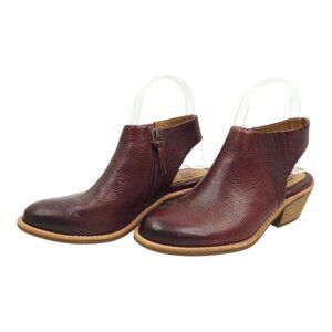Sofft Arabia Slingback Bootie Women 6M Port Leather Maroon Side Zip Stacked Heel